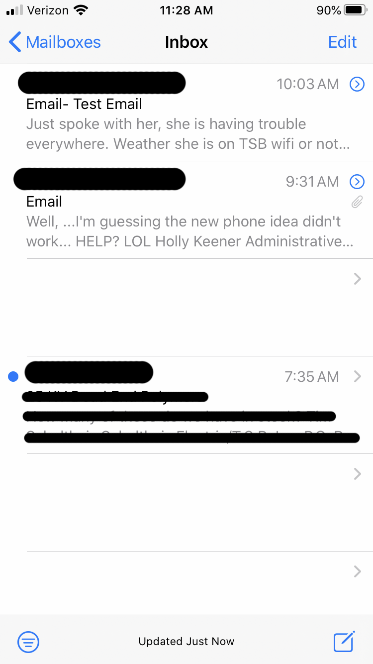 Ghost (blank) emails on iphone SmarterTools