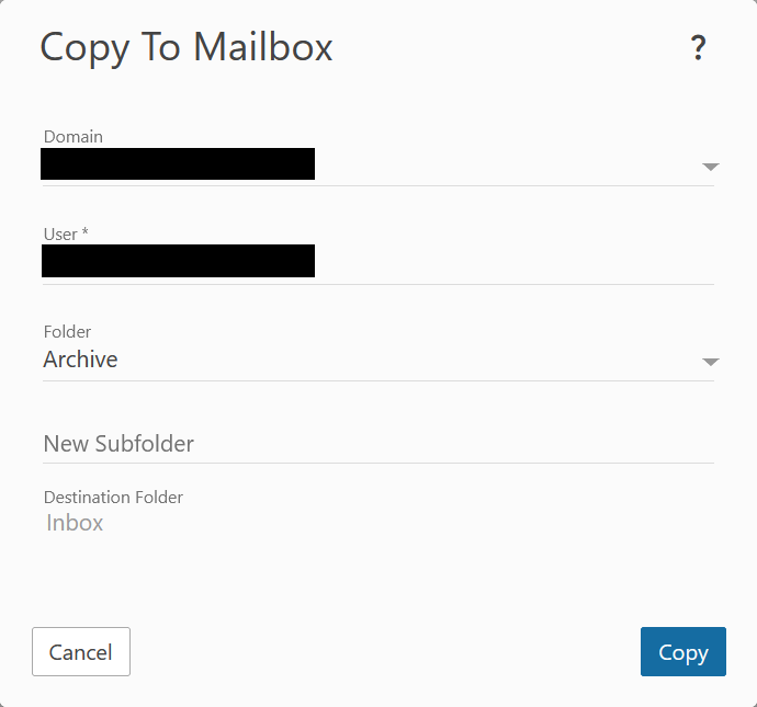 Copy To Mailbox working incorrectly